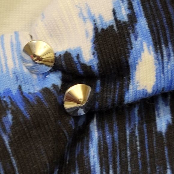 RAFAELLA Round Open Collar Printed Knee Length Dress, size Medium, Blue - Picture 6 of 13